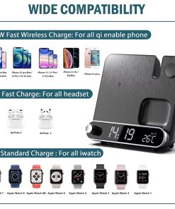 3-in-1 Charger Alarm Clock Wireless Charging Stand