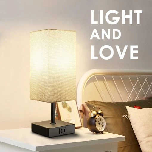 3-Level Brightness Bedside Table Lamp with USB Ports – Pull Chain, Ideal for Reading & Work TurboTech Co 4