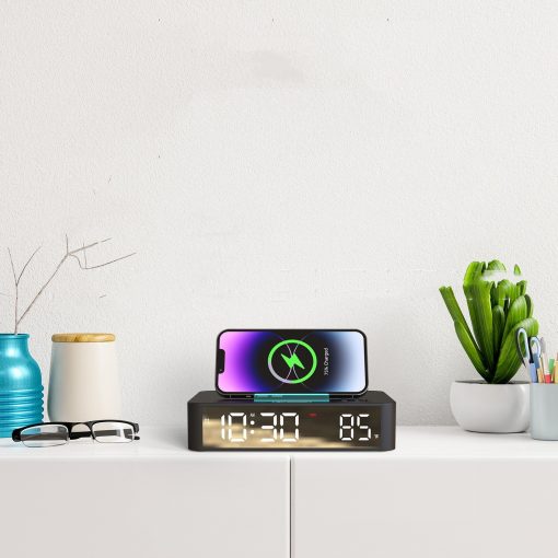 Smart Touch Wireless Charging Alarm Clock Mobile Charger Device TurboTech Co