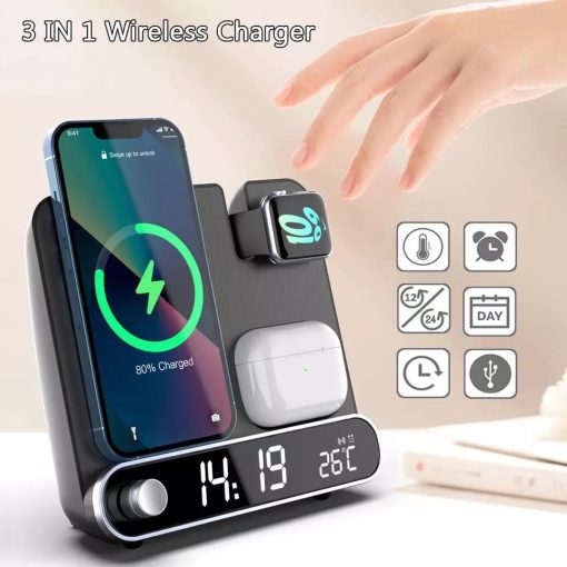 3-in-1 Charger Alarm Clock Wireless Charging Stand TurboTech Co 2