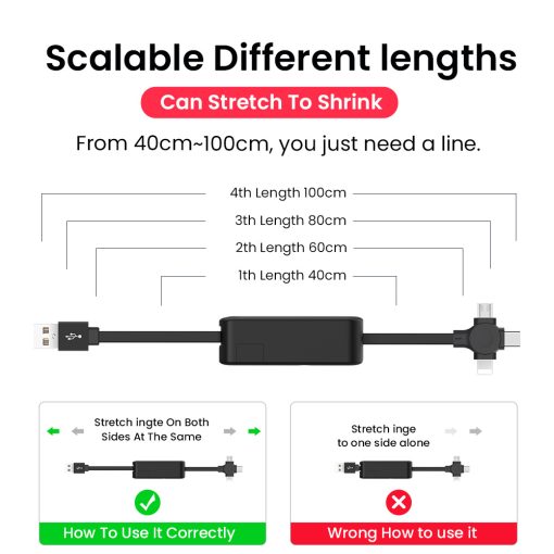 4-in-1 Retractable USB Cable – Type C, Micro, iPhone, with Stand & Storage Box TurboTech Co 11