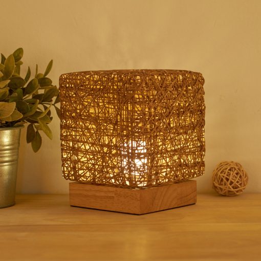 Hand-Knit Rattan Wood Desk Lamp – USB, LED, Dimmable Night Light TurboTech Co 5