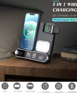 3-in-1 Charger Alarm Clock Wireless Charging Stand