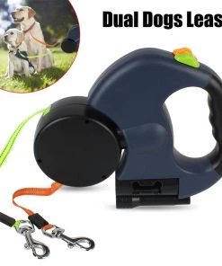 3m Retractable Reflective Dog Leash With Lights Dual Pet Leash Lead 360 Swivel No Tangle Double Dog Walking Leash Pet Products For Small Dogs TurboTech Co 2