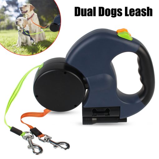 3m Retractable Reflective Dog Leash with Lights, 360° No Tangle Dual Lead, Double Dog Walking Leash for Small Dogs TurboTech Co 2