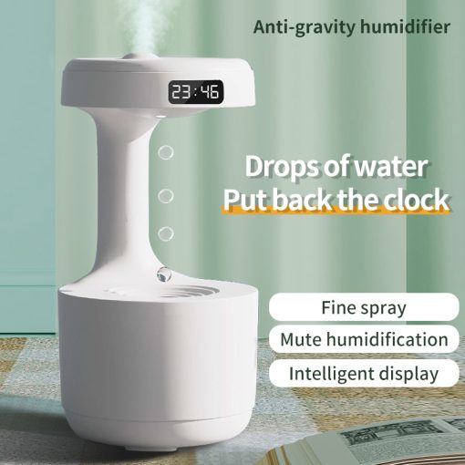 Bedroom Anti-Gravity Humidifier With Clock Water Drop Backflow Aroma Diffuser Large Capacity Office Bedroom Mute Heavy Fog Household Sprayer TurboTech Co