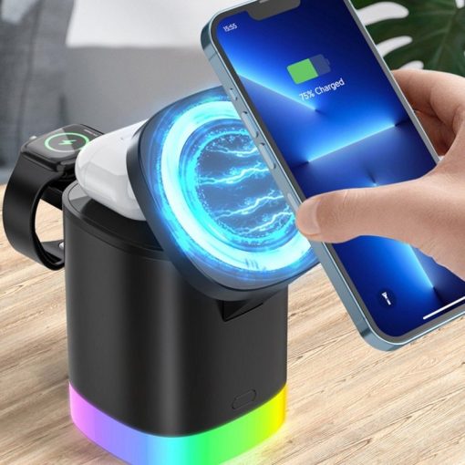 3 In 1 Magnetic Wireless Fast Charger For Smart Phone RGB Ambient Light Charging Station For Airpods IWatch TurboTech Co 5