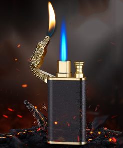 Creative Blue Flame Lighter Dolphin Dragon Tiger Double Fire Metal Winproof Lighter Inflatable Lighter TurboTech Co