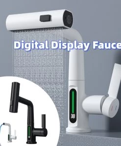 Intelligent Digital Display Faucet Pull-out Basin Faucet Temperature Digital Display Rotation TurboTech Co 2
