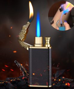 Creative Blue Flame Lighter Dolphin Dragon Tiger Double Fire Metal Winproof Lighter Inflatable Lighter TurboTech Co 2