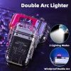Double Arc Lighter Waterproof And Windproof Outdoor Transparent Shell  Flashlight Multi-purpose Electronic Cigarette Smoking Camping Lighter TurboTech Co