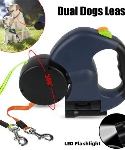 3m Retractable Reflective Dog Leash With Lights Dual Pet Leash Lead 360 Swivel No Tangle Double Dog Walking Leash Pet Products For Small Dogs