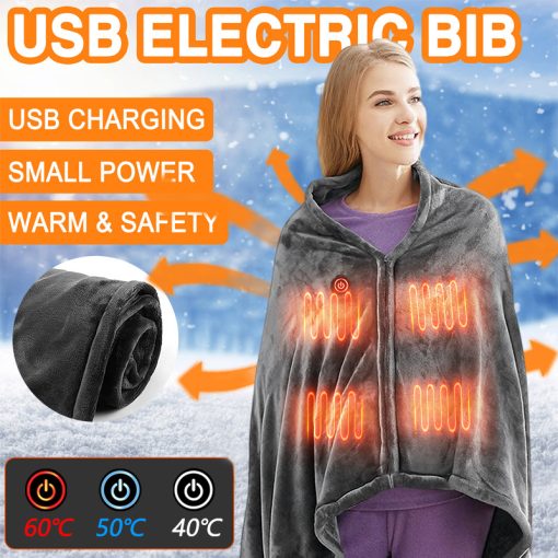 Winter Flannel Heated Blanket Cold Protection Body Warmer Usb Heated Warm Shawl Electric Heated Plush Blanket TurboTech Co