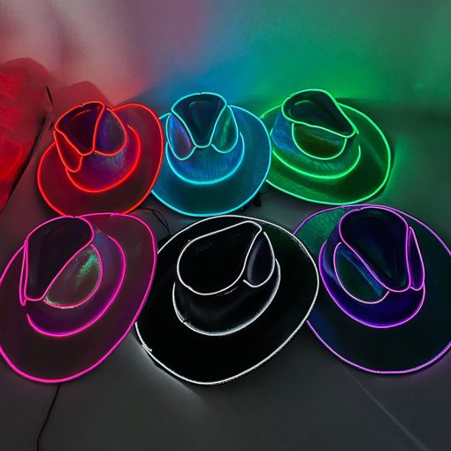 LED Wireless Hat Fluorescent Colorful Flashing Cowboy Hat TurboTech Co 4