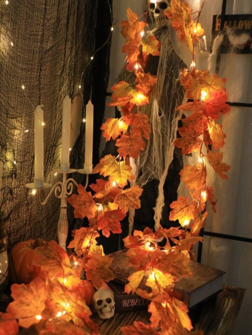 Maple Leaf Light String Fake Autumn
Leaves LED Fairylights Garland for Halloween Thanksgiving Party Home Decoration TurboTech Co 4