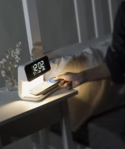 3 In 1 Bedside Lamp LCD Screen Alarm Clock Wireless Phone Charger