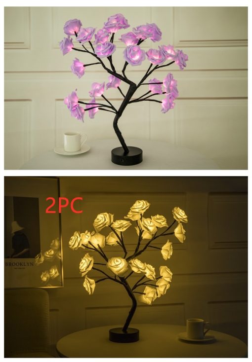 Rose Flower Lamp USB Battery Operated LED Table Light Bonsai Tree Night Lights Garland Bedroom Decoration Home Decor TurboTech Co 9