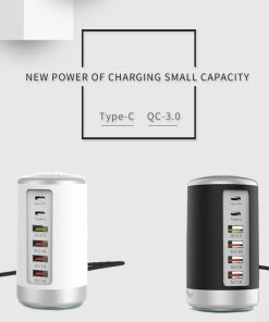 USB C Charging Station With 6Ports Mobile Phone Charger Multi-port Usb Cylindrical Charger