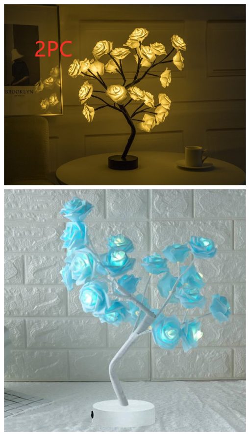 Rose Flower Lamp USB Battery Operated LED Table Light Bonsai Tree Night Lights Garland Bedroom Decoration Home Decor TurboTech Co 7