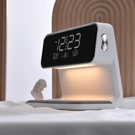 3 In 1 Bedside Lamp LCD Screen Alarm Clock  Wireless Phone Charger TurboTech Co 8