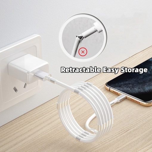 Magnetic Fast Charging Cable For Type-c Retractable Magic Rope Magnetic Absorption Data Cable TPE Easy Storage TurboTech Co 3