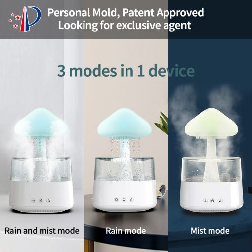 2-in-1 Desk Light Humidifier Rain Cloud Aromatherapy Essential Oil Zen Diffuser & Raining Cloud Night Light Mushroom Lamp TurboTech Co 9