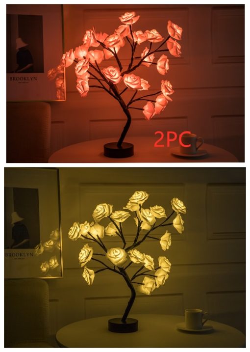 Rose Flower Lamp USB Battery Operated LED Table Light Bonsai Tree Night Lights Garland Bedroom Decoration Home Decor TurboTech Co 10