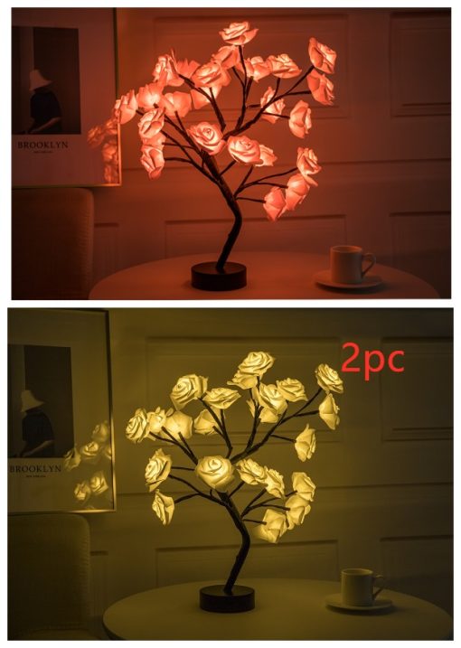 Rose Flower Lamp USB Battery Operated LED Table Light Bonsai Tree Night Lights Garland Bedroom Decoration Home Decor TurboTech Co 8