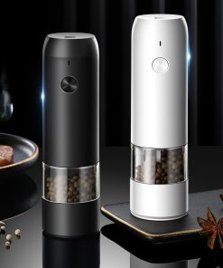 Rechargeable Electric Pepper And Salt Grinder Set One-Handed No Battery Needed Automatic Grinder With Adjustable Coarseness LED Light Refillable TurboTech Co