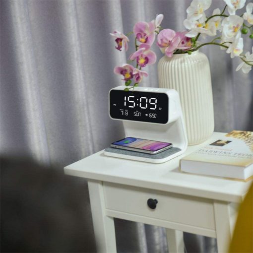 3 In 1 Bedside Lamp LCD Screen Alarm Clock  Wireless Phone Charger TurboTech Co 2