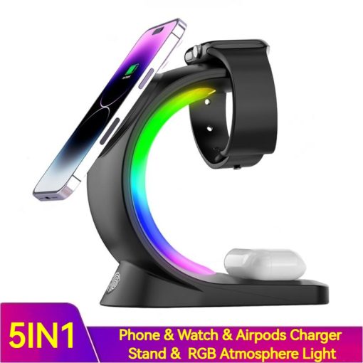 4 In 1 Magnetic Wireless Charger Fast Charging For Smart Phone Atmosphere Light Charging Station For Airpods Pro I-phone Watch TurboTech Co 2