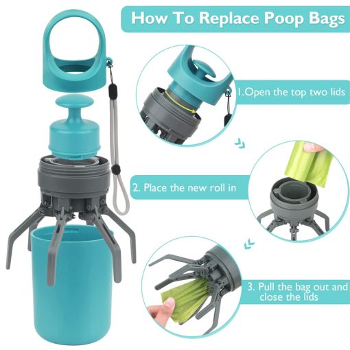 Dog Pooper Scooper With Built-in Poop Bag Dispenser Eight-claw Shovel For Pet Toilet Picker Pet Products TurboTech Co 3