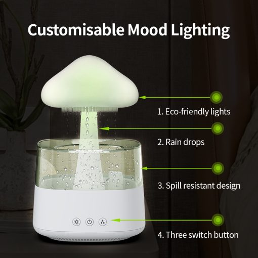 2-in-1 Desk Light Humidifier Rain Cloud Aromatherapy Essential Oil Zen Diffuser & Raining Cloud Night Light Mushroom Lamp TurboTech Co 7