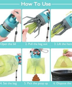 Dog Pooper Scooper With Built-in Poop Bag Dispenser Eight-claw Shovel For Pet Toilet Picker Pet Products