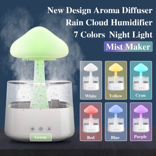2-in-1 Desk Light Humidifier Rain Cloud Aromatherapy Essential Oil Zen Diffuser & Raining Cloud Night Light Mushroom Lamp TurboTech Co 5