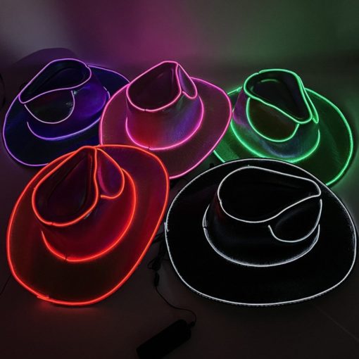 LED Wireless Hat Fluorescent Colorful Flashing Cowboy Hat TurboTech Co 13