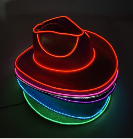 LED Wireless Hat Fluorescent Colorful Flashing Cowboy Hat TurboTech Co 2