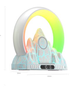 Wireless Charger Volcano Shape Mobile Charging Alarm Clock Multipurpose Speaker Radio White Noise Sleep Device