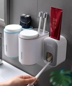 Automatic Toothpaste Holder Wall Mounted Liquid Dispenser Bathroom Accessories Set TurboTech Co 2