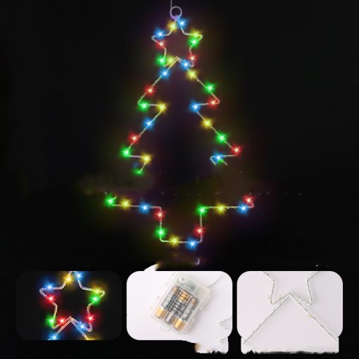 Wrought Iron Christmas Tree Shaped Lantern Christmas Garland String Lights Fairy Curtain Festival LED Light For Home Party Decoration TurboTech Co 7