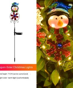 Solar Christmas Led Snowman Elk Ground Plug Light