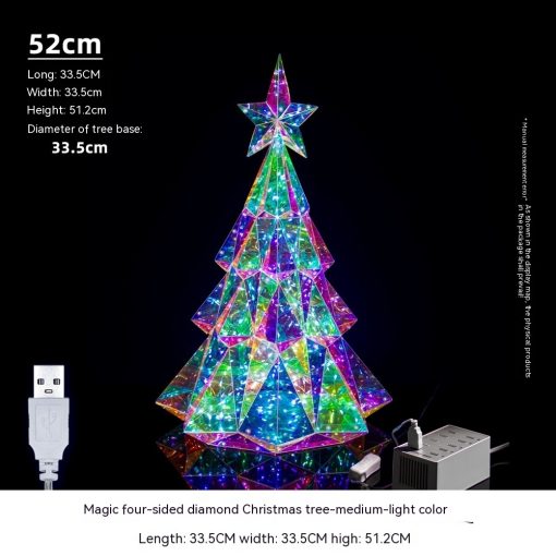Colorful Christmas Tree Decoration Pendant Four-sided Diamond Luminous Decorative Ornaments TurboTech Co 4