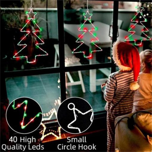Wrought Iron Christmas Tree Shaped Lantern Christmas Garland String Lights Fairy Curtain Festival LED Light For Home Party Decoration TurboTech Co 3