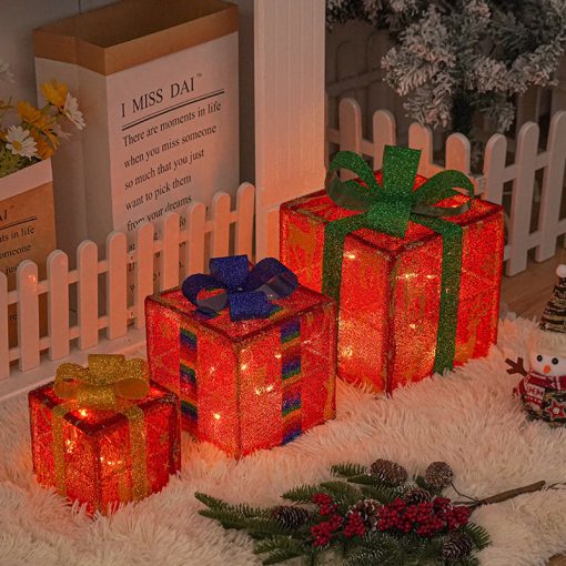 Lighted Outdoor Christmas Decorations Luminous Christmas Gift Box With Bow For Holiday Christmas Tree Home Yard Decor TurboTech Co 4