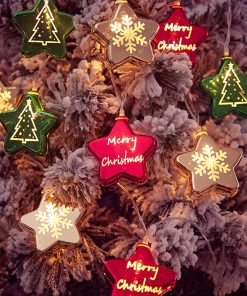 Snow Pentagram Ornament Mirror Decorative Tree Pendant Lamp Christmas Decoration TurboTech Co