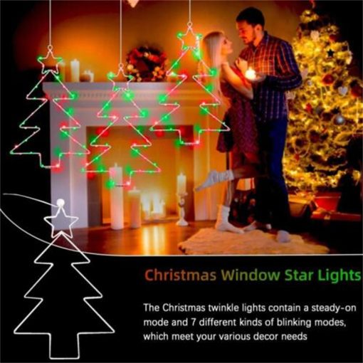 Wrought Iron Christmas Tree Shaped Lantern Christmas Garland String Lights Fairy Curtain Festival LED Light For Home Party Decoration TurboTech Co 4