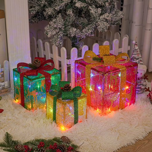 Lighted Outdoor Christmas Decorations Luminous Christmas Gift Box With Bow For Holiday Christmas Tree Home Yard Decor TurboTech Co 3