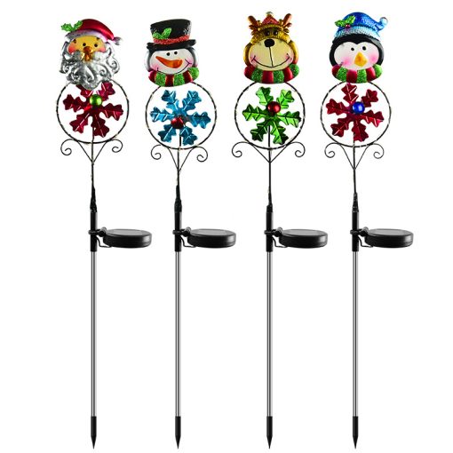 Solar Christmas Led Snowman Elk Ground Plug Light TurboTech Co 2