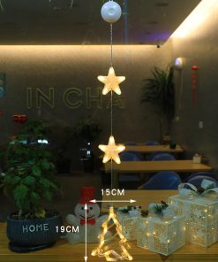 Christmas 3pcs LED Light Star Holiday Tree Hanging Lamp Window Ornaments Christmas Decorations