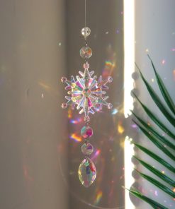 Christmas Colorful Snowflake Crystal Sun Catcher Ice Pillar Pendant Window Christmas Tree Decoration Party Pendant Christmas Decorations